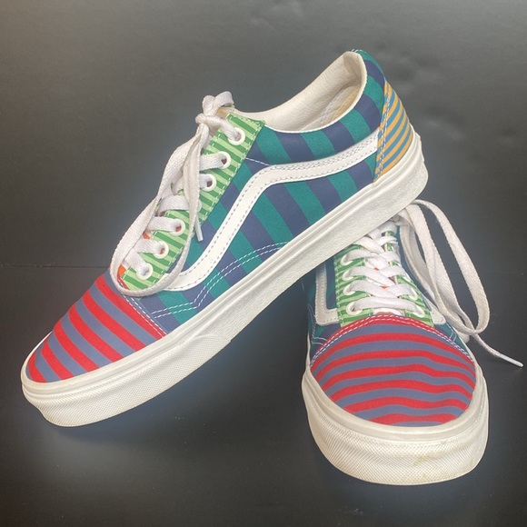 Vans Old Skool Skate Shoe Lace Up Stripe Block Multicolor Journeys M9 W10.5 - Picture 1 of 9